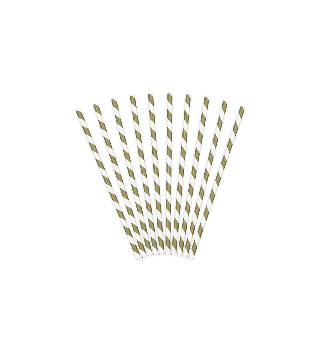 Brčka papírová se zlatými proužky - matná