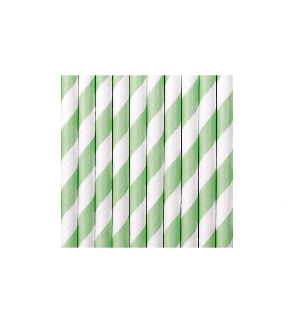Brčka papírová s peprmintovými proužky - bílá