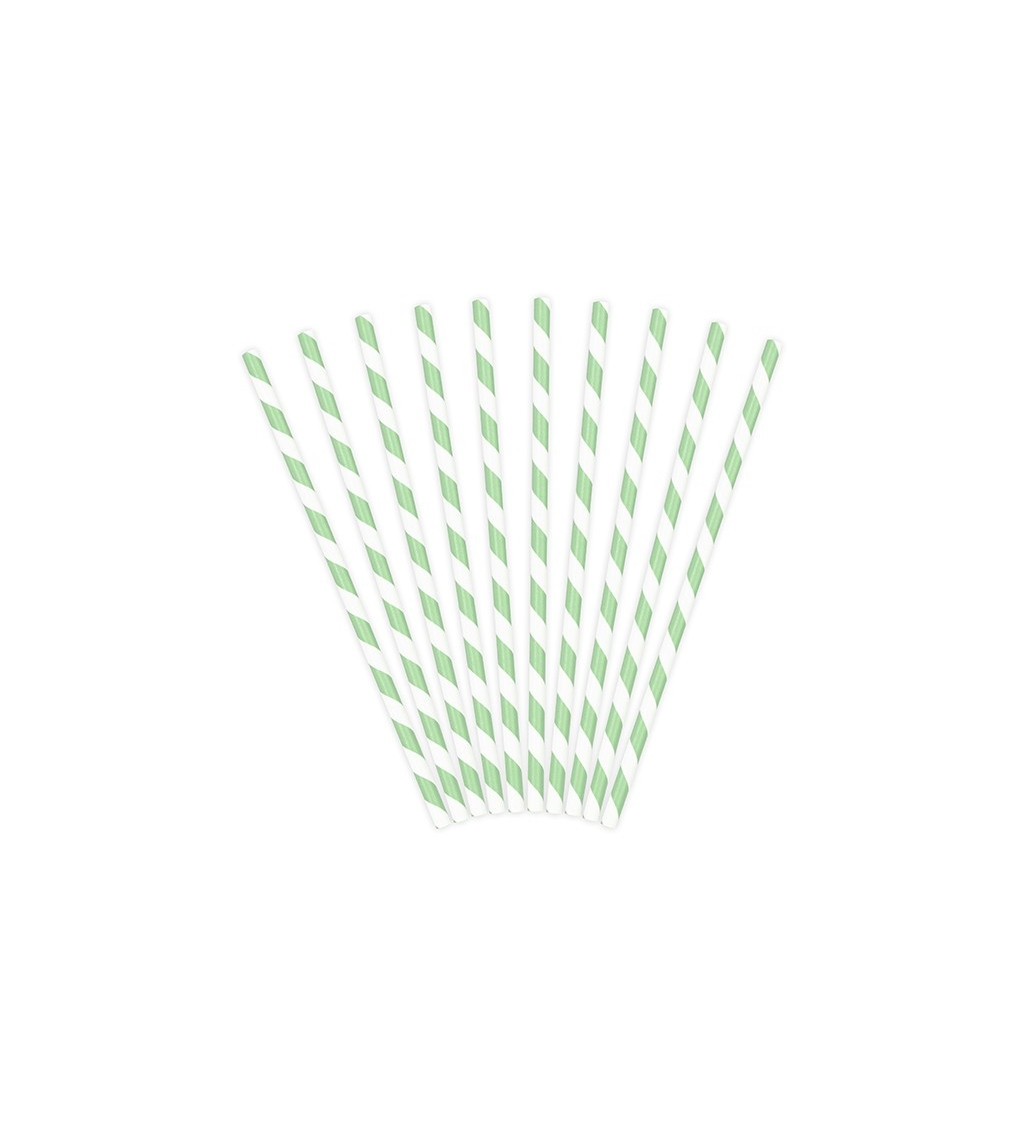 Brčka papírová s peprmintovými proužky - bílá