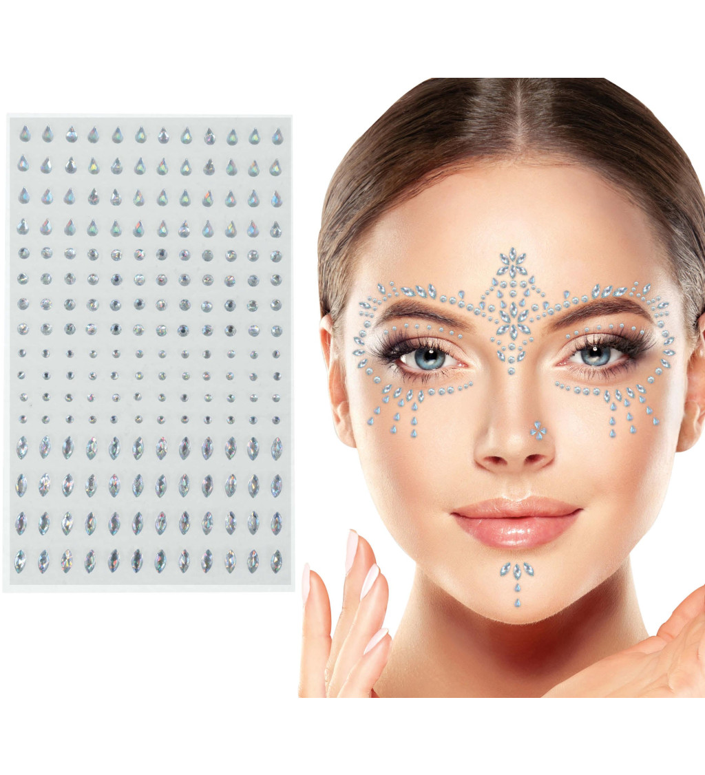 Stříbrné kamínky na obličej