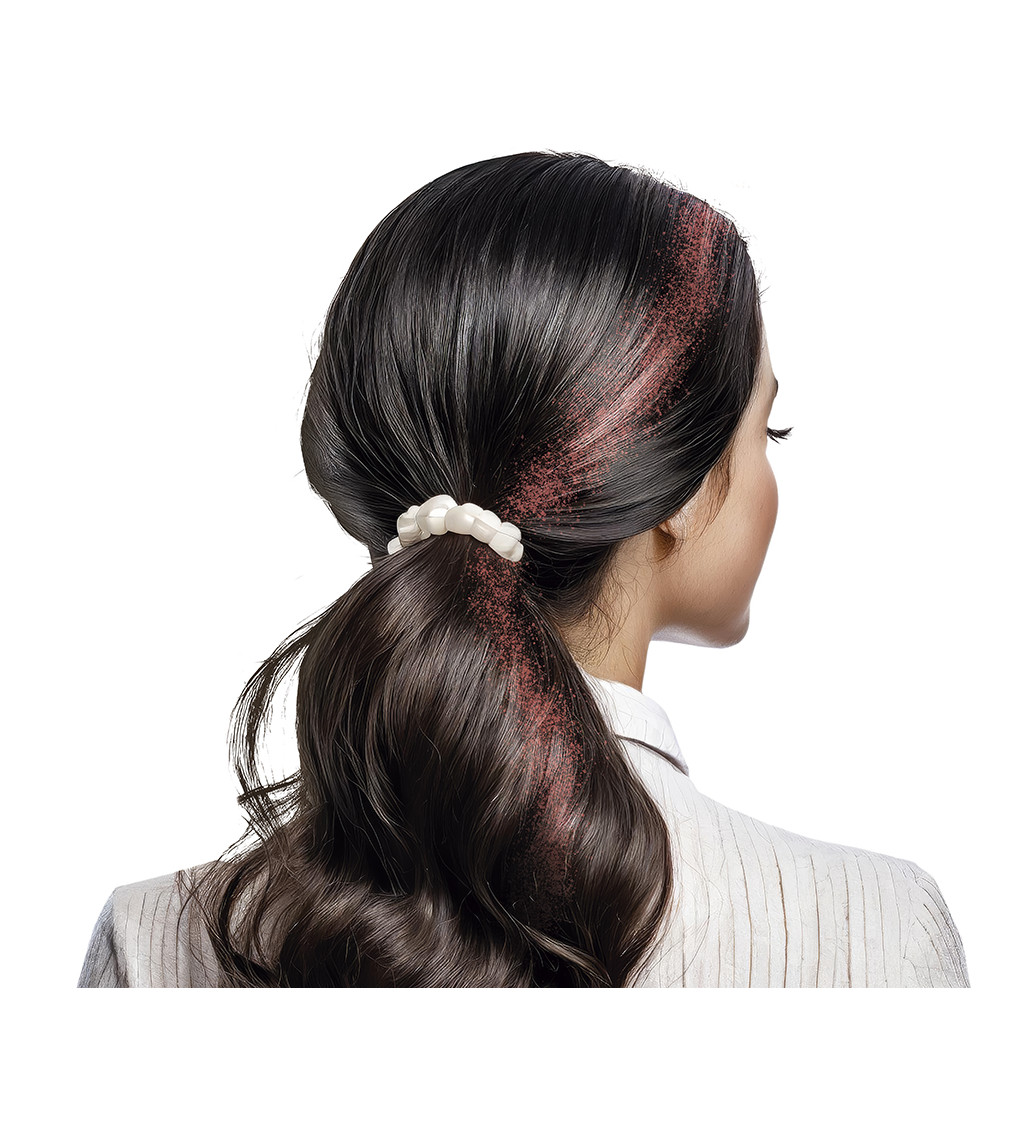 Červený třpytivý sprej na vlasy