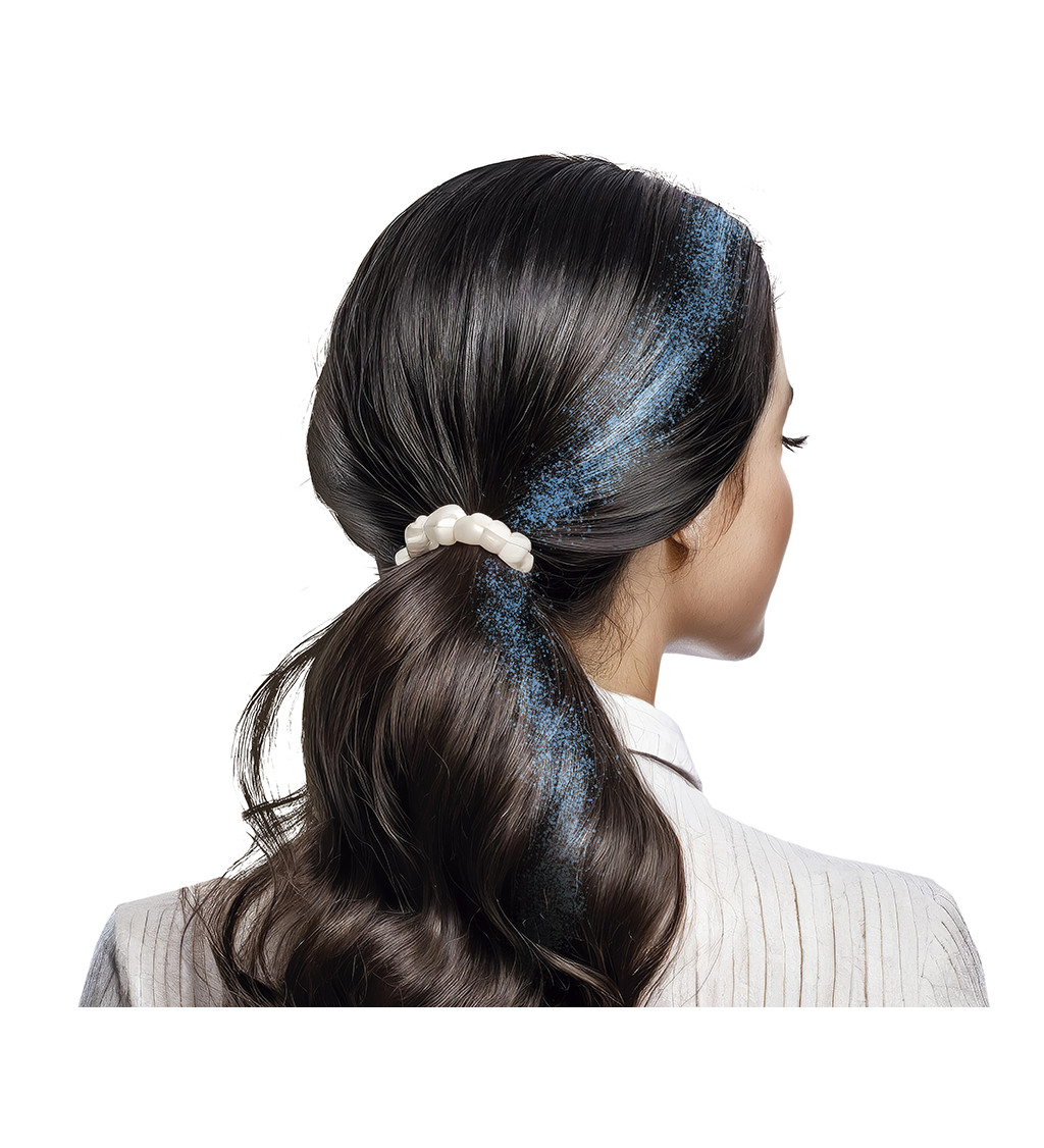 Světle modrý třpytivý sprej na vlasy