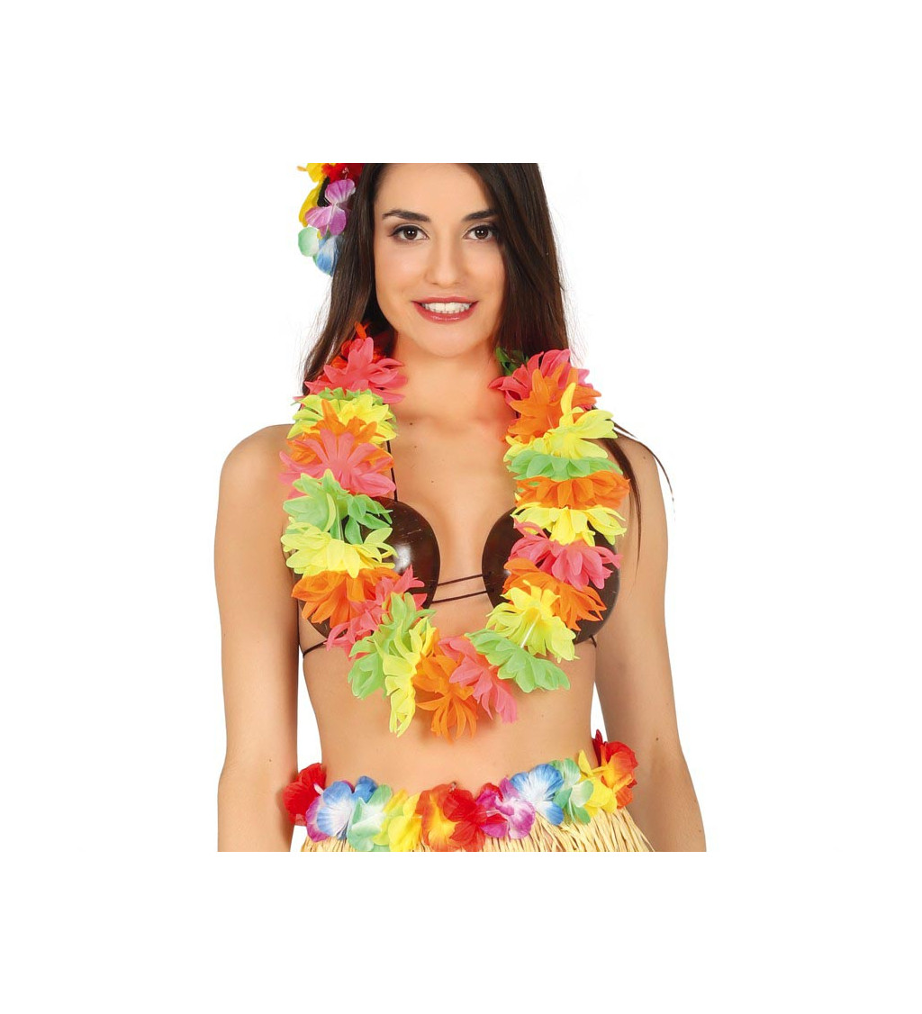 Havajský věnec se světle barevnými květy