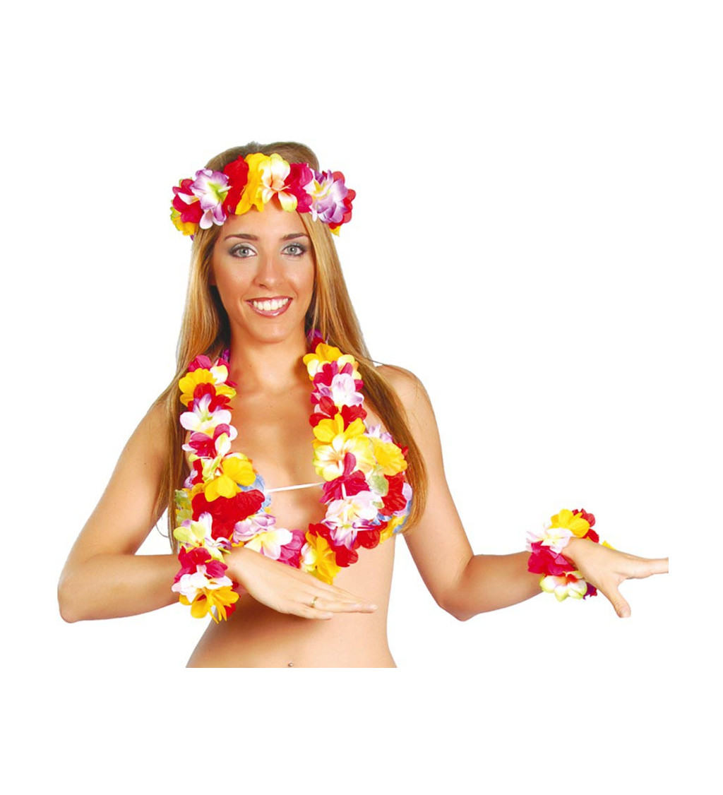 Žluto-červená havajská sada