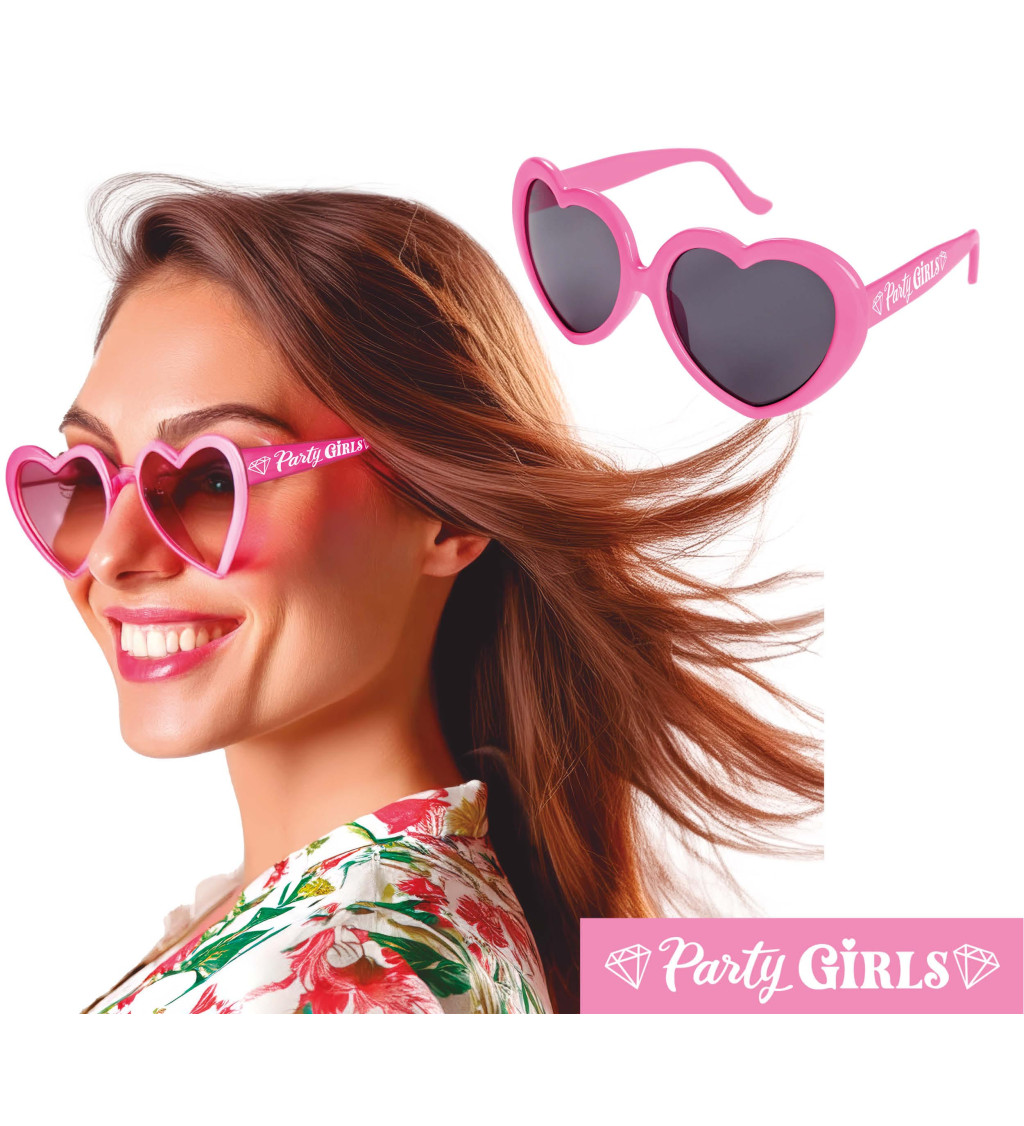 Brýle - růžová srdíčka "Party girls"