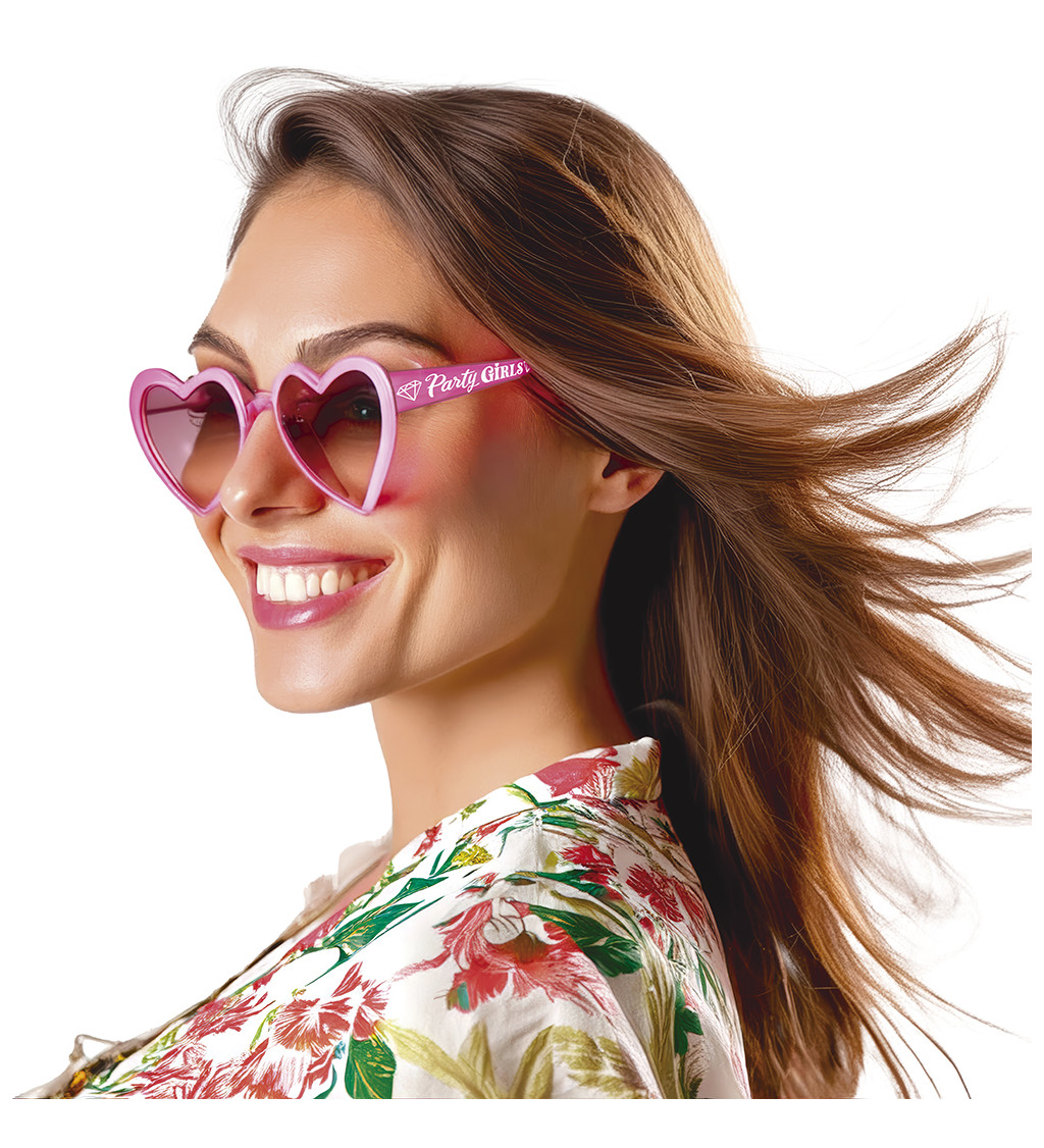 Brýle - růžová srdíčka "Party girls"