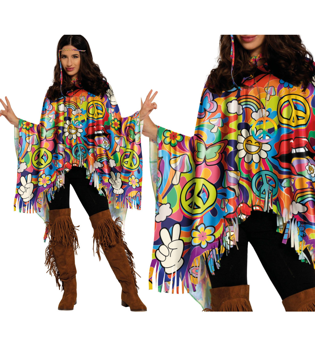 Hippie pončo- barevné