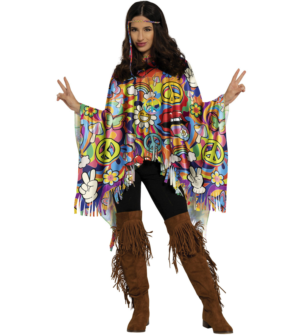 Hippie pončo- barevné