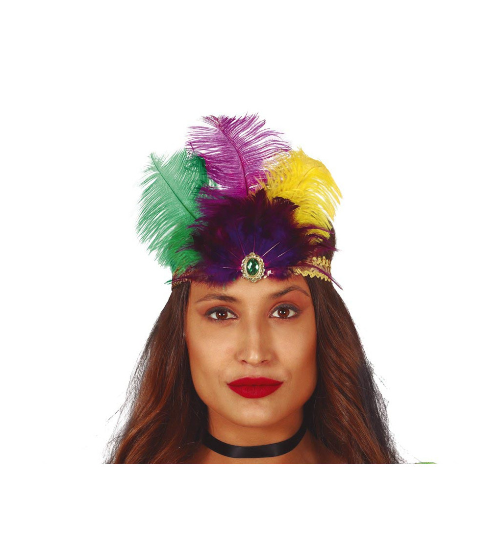 Čelenka s peřím - zlatá