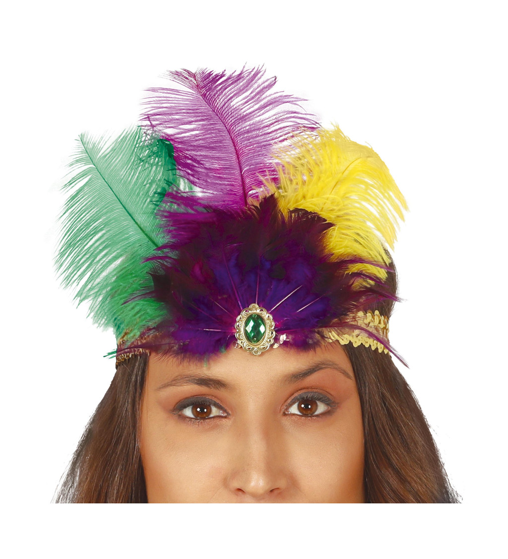 Čelenka s peřím - zlatá