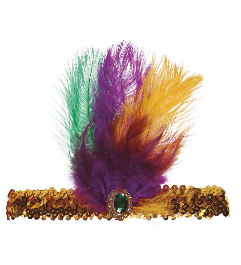 Čelenka s peřím - zlatá