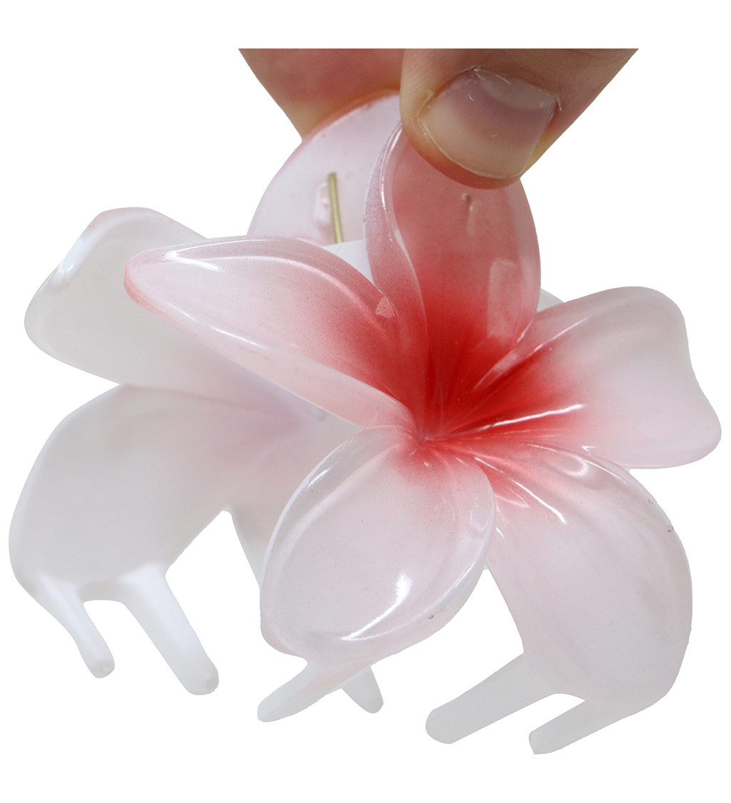 Bílo-červená květinová sponka do vlasů