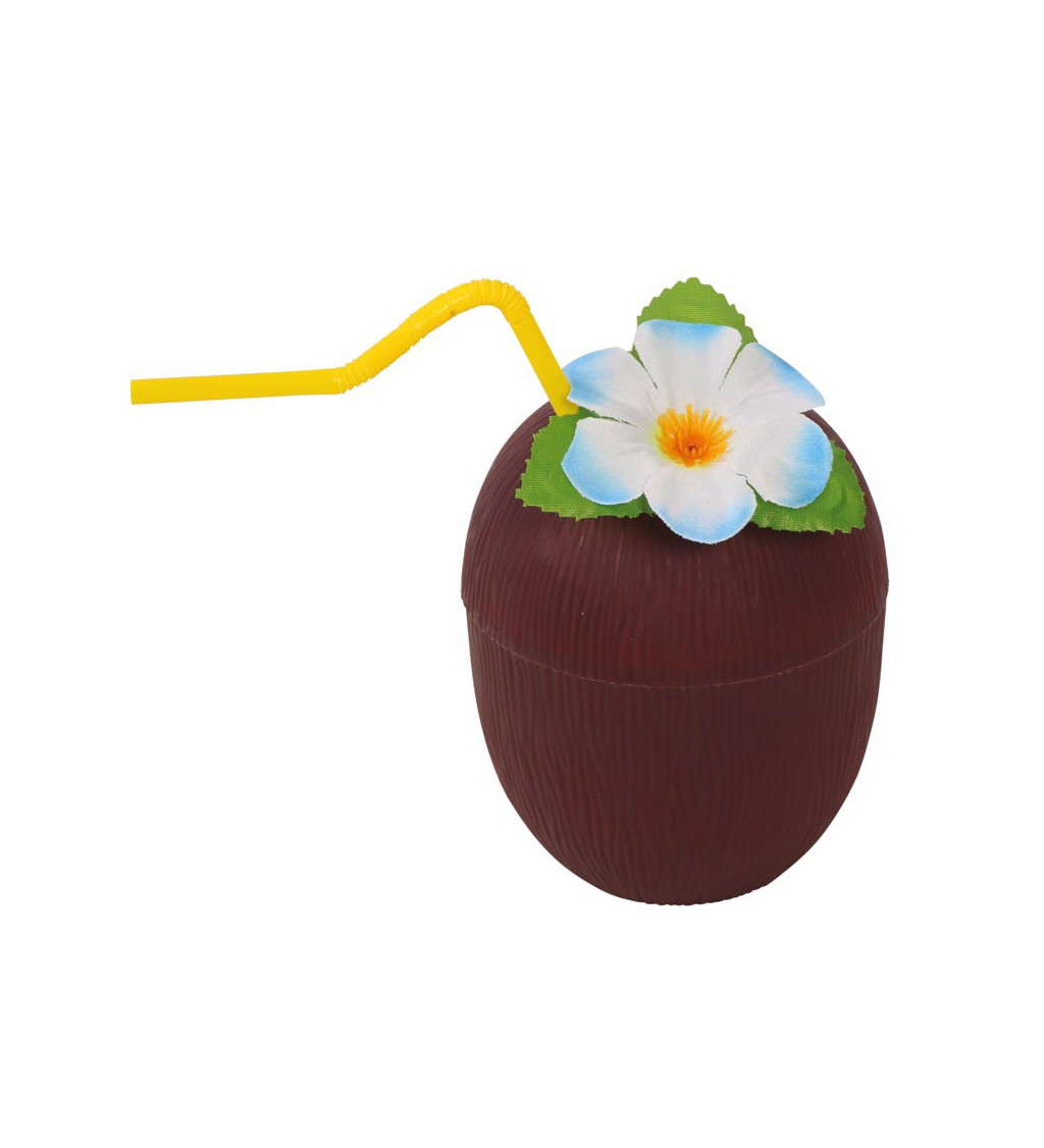 Pohár ve tvaru kokosu s brčkem