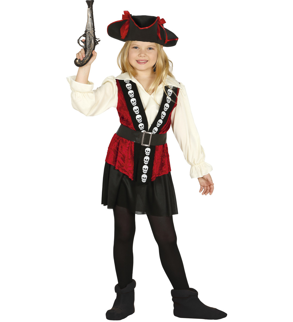 Pirátka s lebkami- dětský kostým