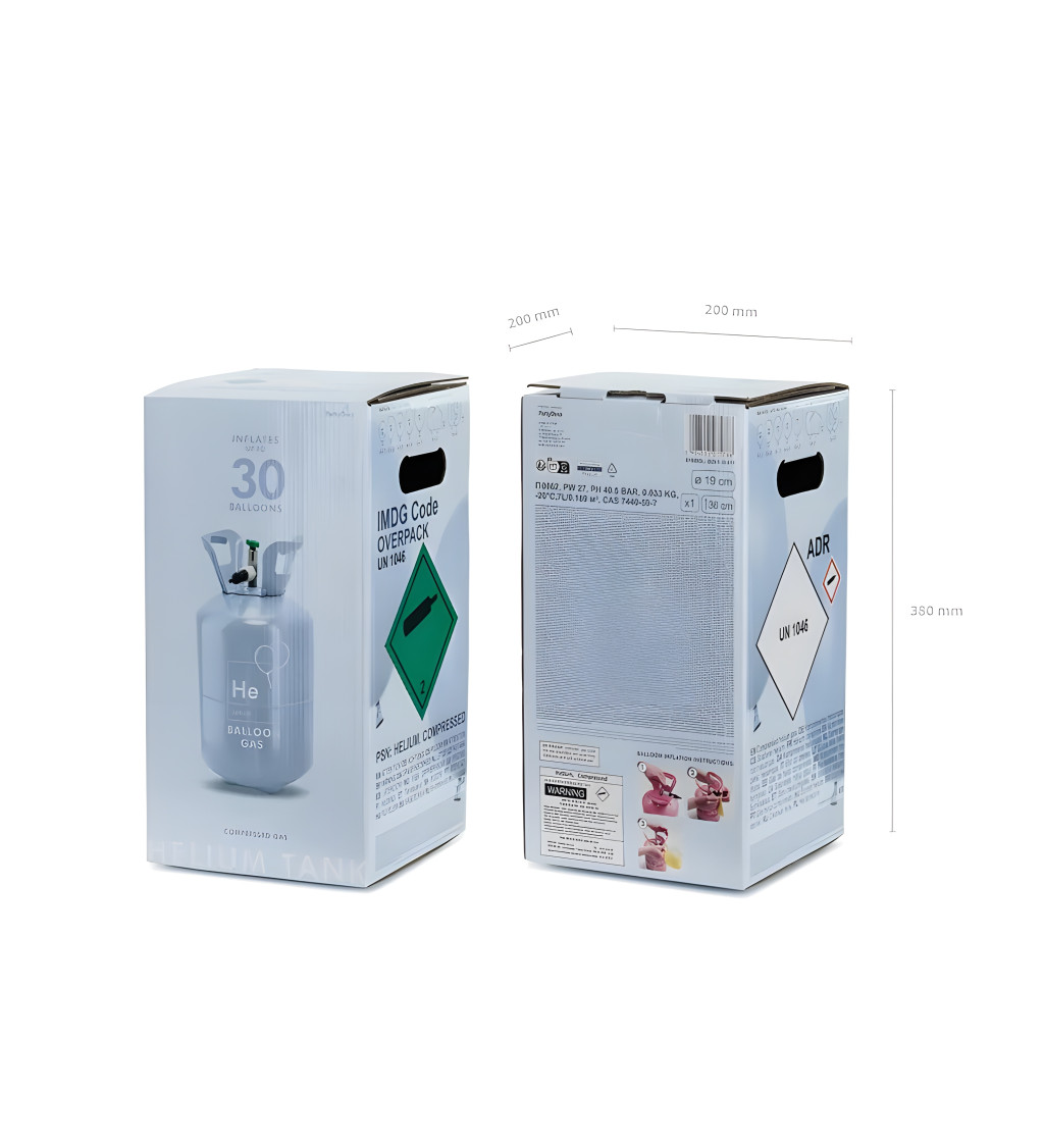 Jednorázová láhev s heliem - modrá