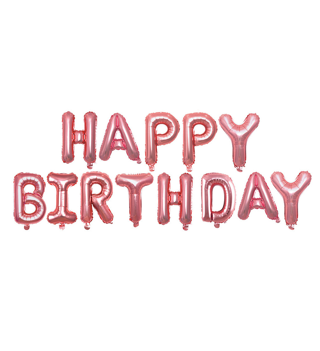 Fóliový balónek Happy birthday - rosegold