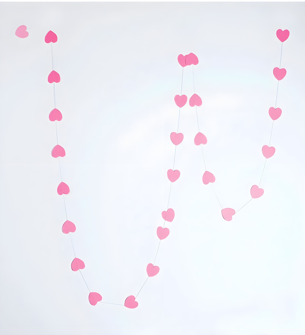 Dekorační girlanda srdce - Růžová