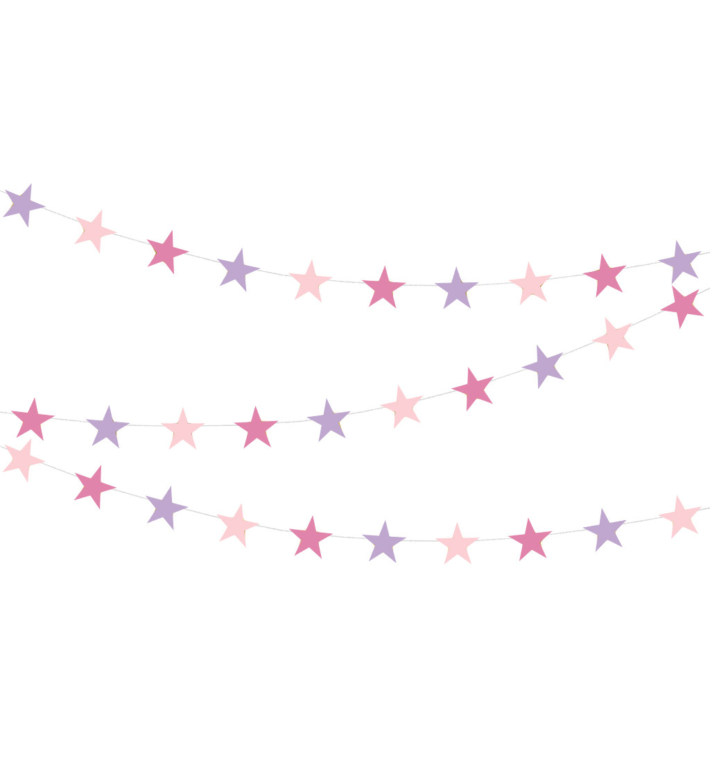 Dekorační girlanda hvězdy - Růžová
