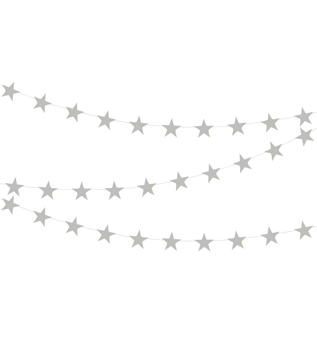 Dekorační girlanda hvězdy - Stříbrná