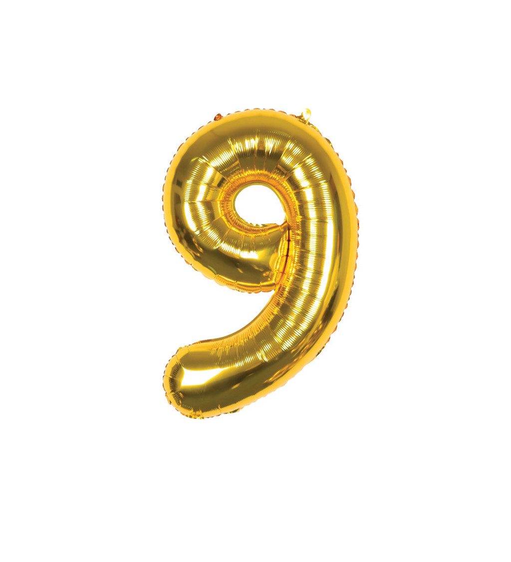 Fóliový balónek - číslo 9 zlaté, 89 cm