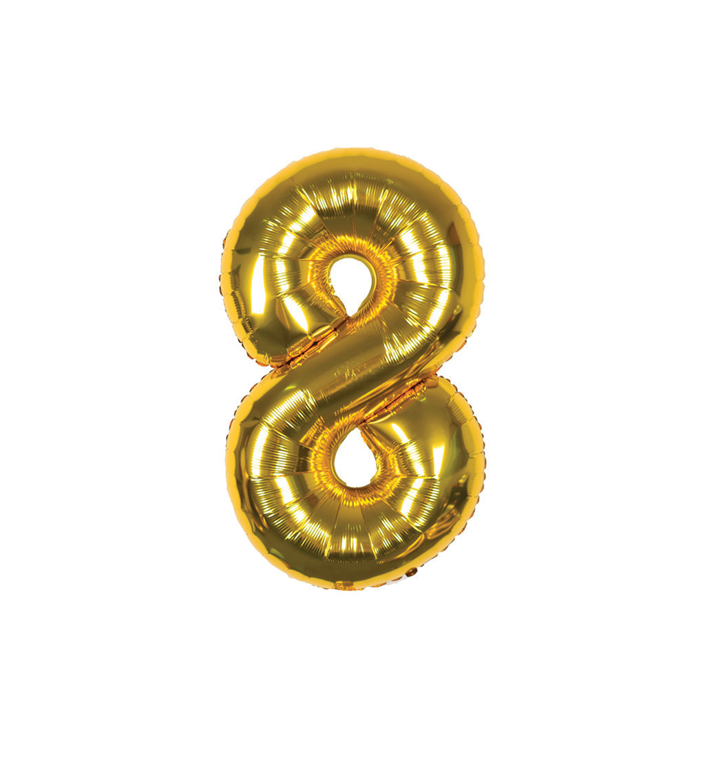 Fóliový balónek - číslo 8 zlaté, 89 cm