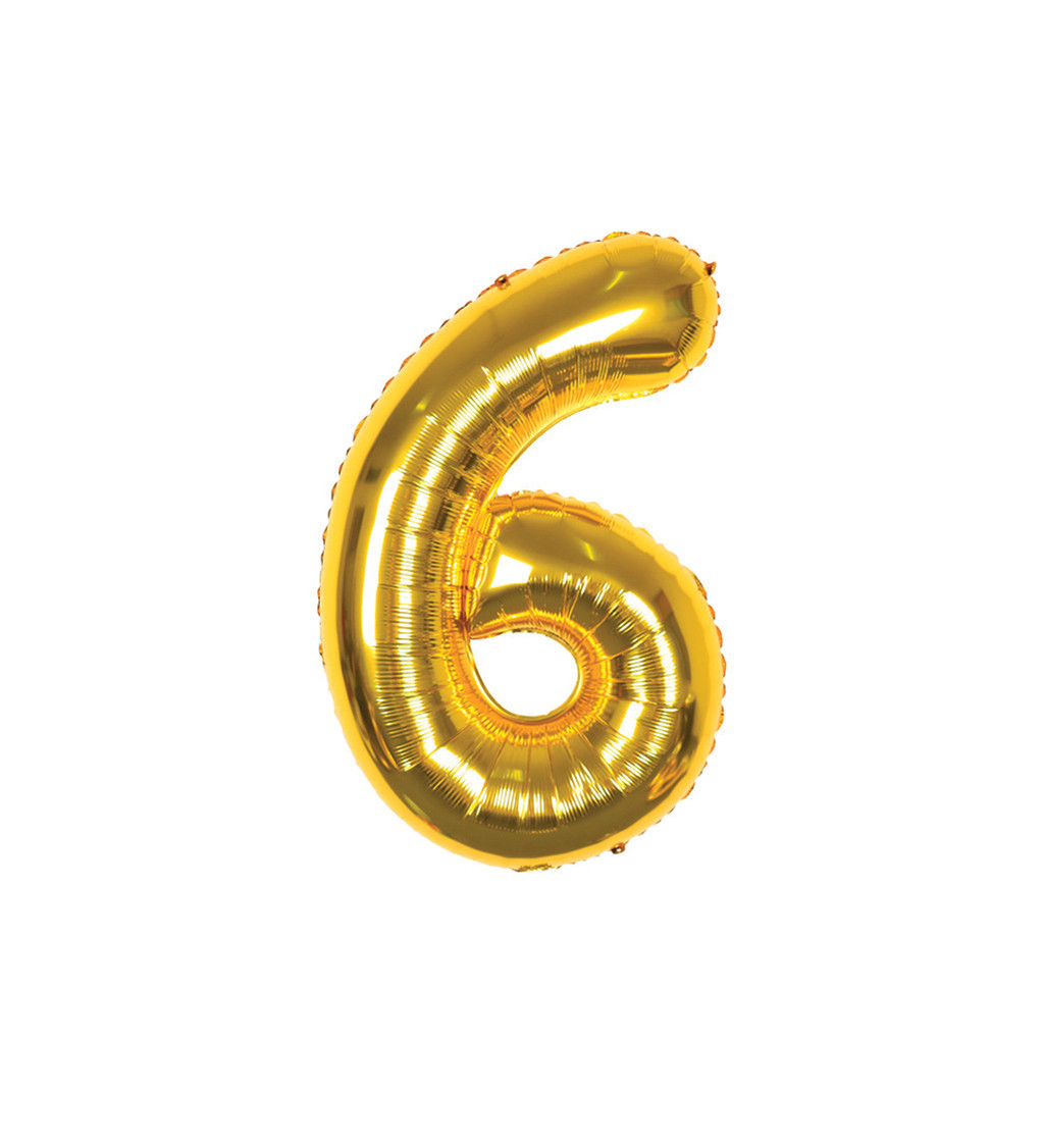 Fóliový balónek - číslo 6 zlaté, 89 cm