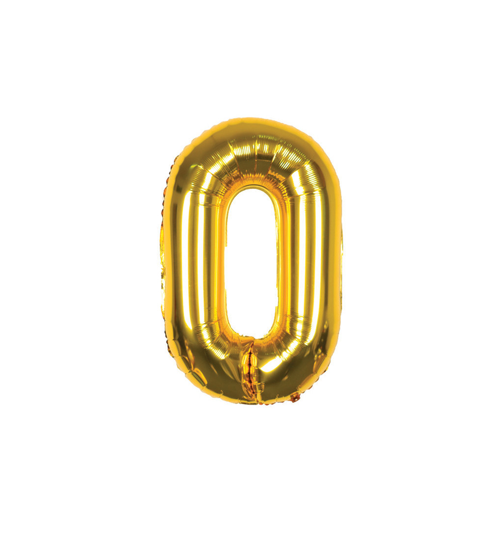 Fóliový balónek - číslo 0 zlaté, 89 cm