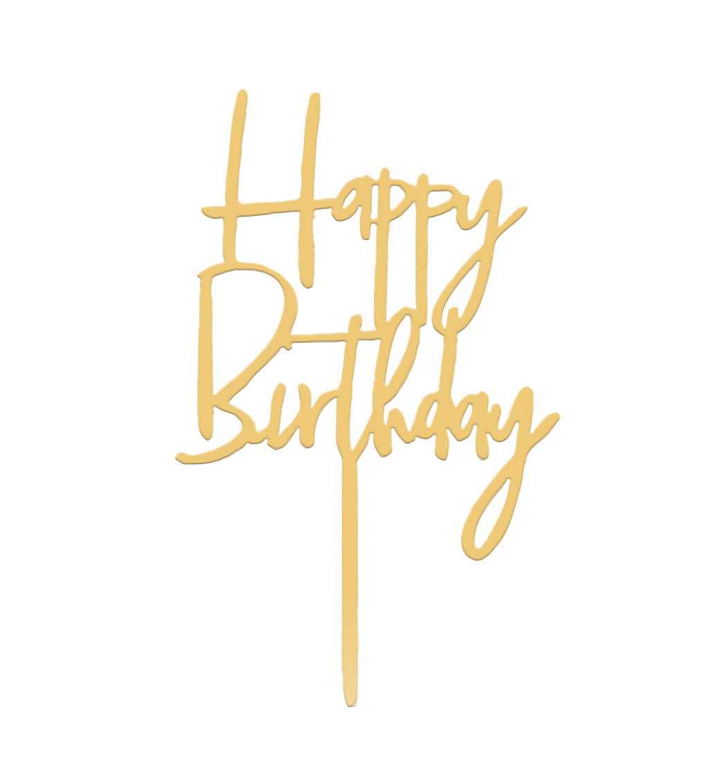 Zápich do dortu Happy birthday - Zlatý