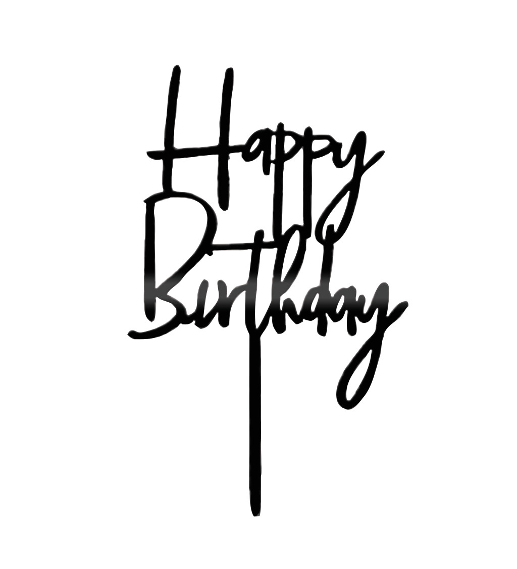 Zápich do dortu Happy birthday - Černý