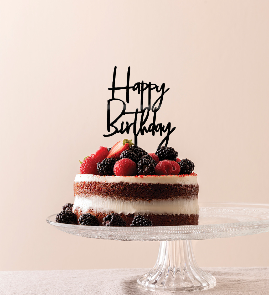 Zápich do dortu Happy birthday - Černý