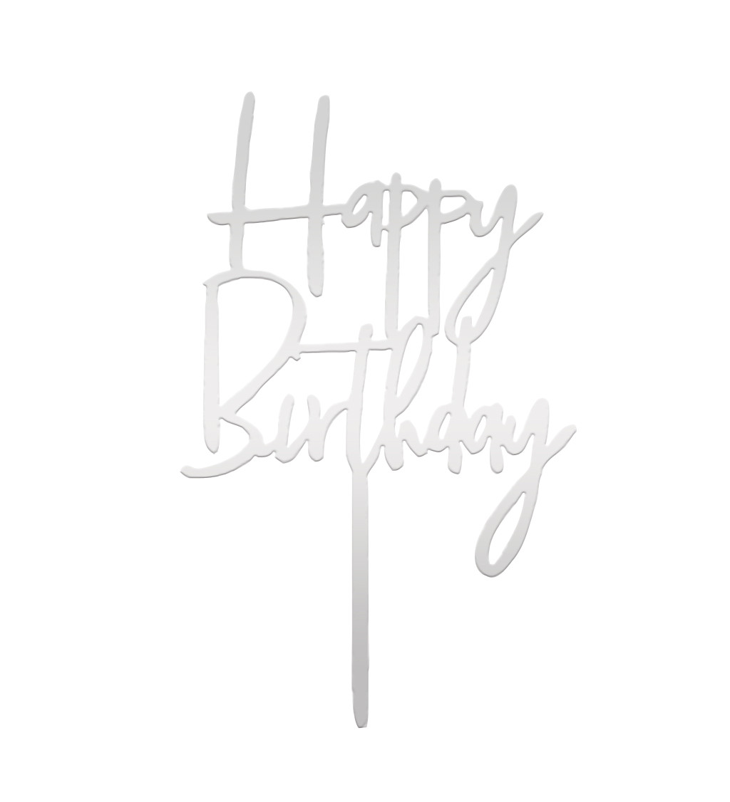 Zápich do dortu Happy birthday - Stříbrný