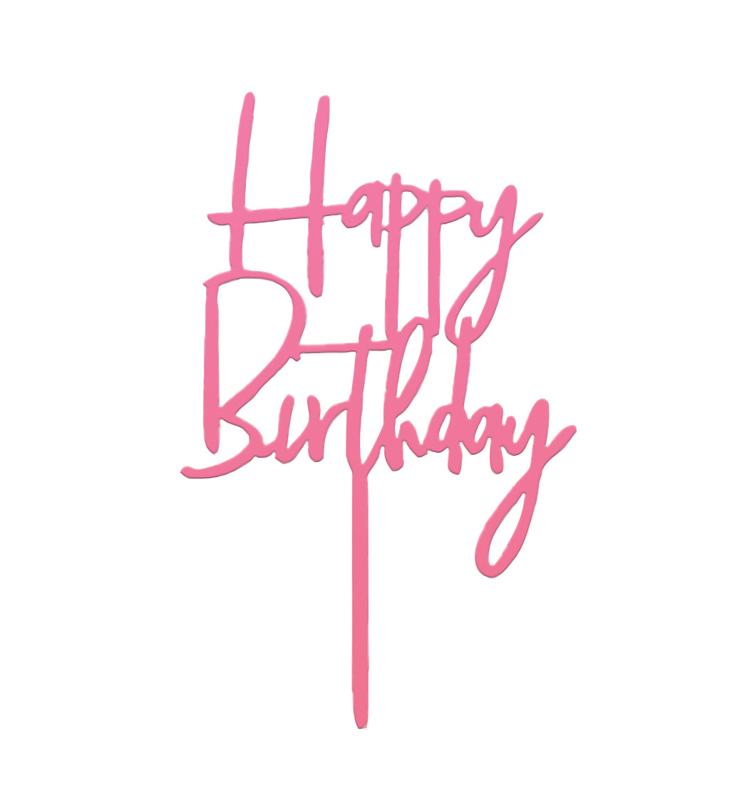 Zápich do dortu Happy birthday - Růžový
