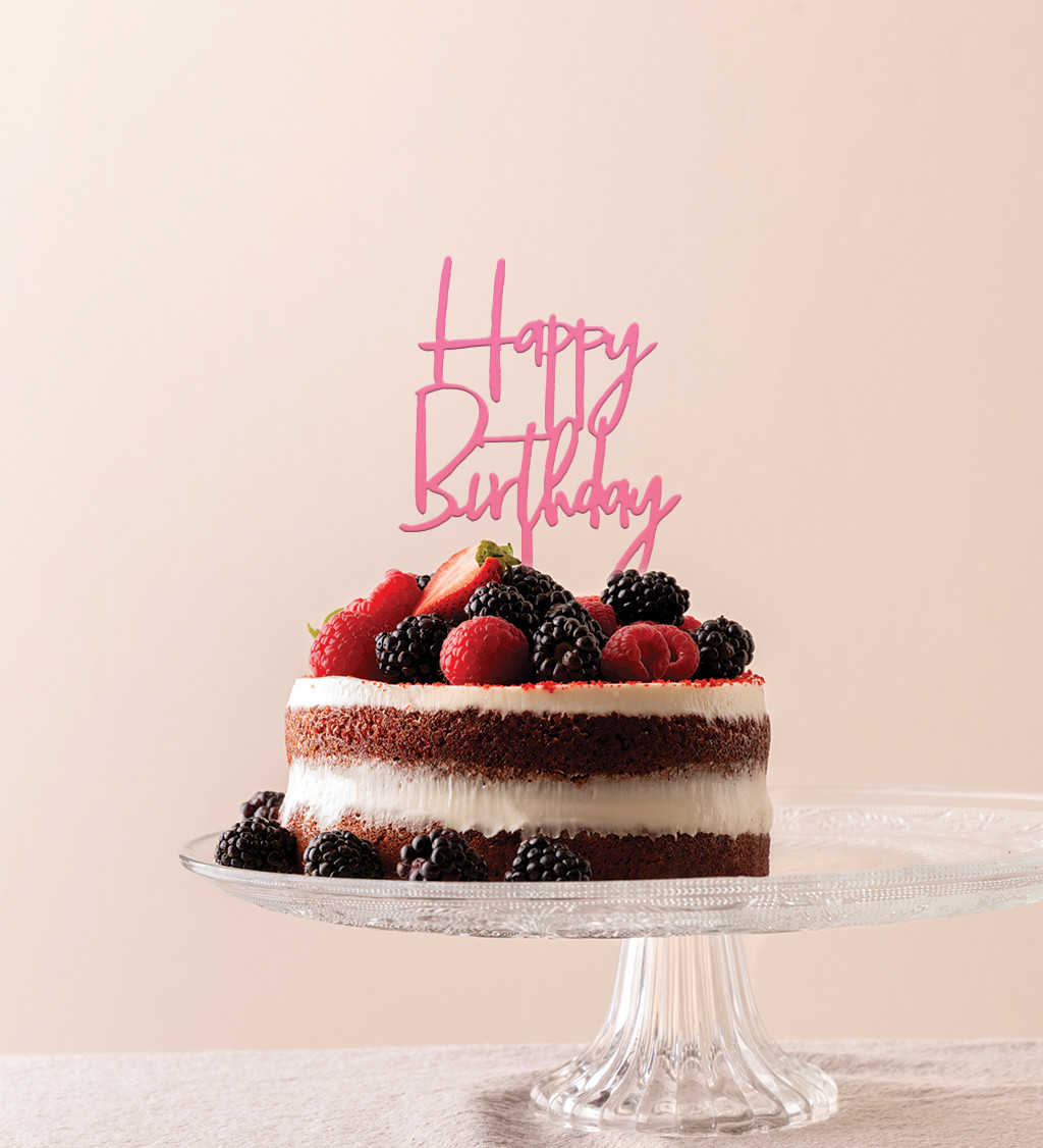 Zápich do dortu Happy birthday - Růžový