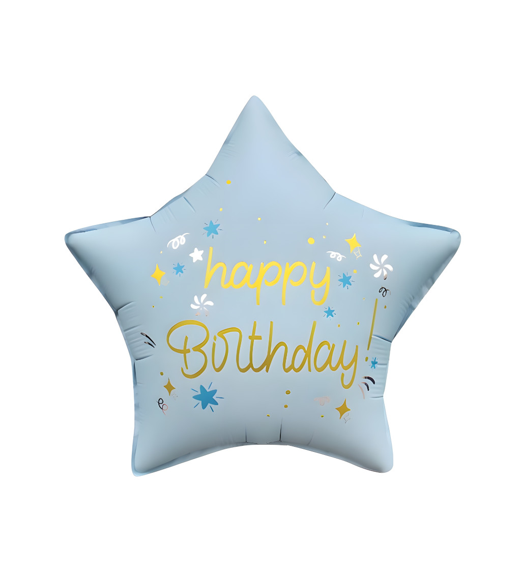 Fóliový balónek - Modrá Happy birthday hvězda