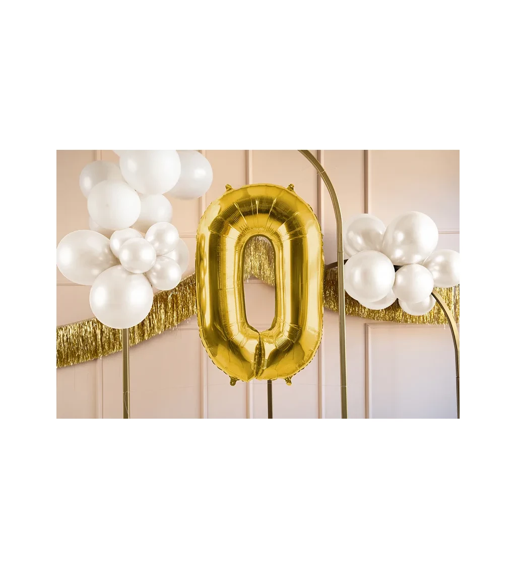 Fóliový balónek - číslo 0, zlatý