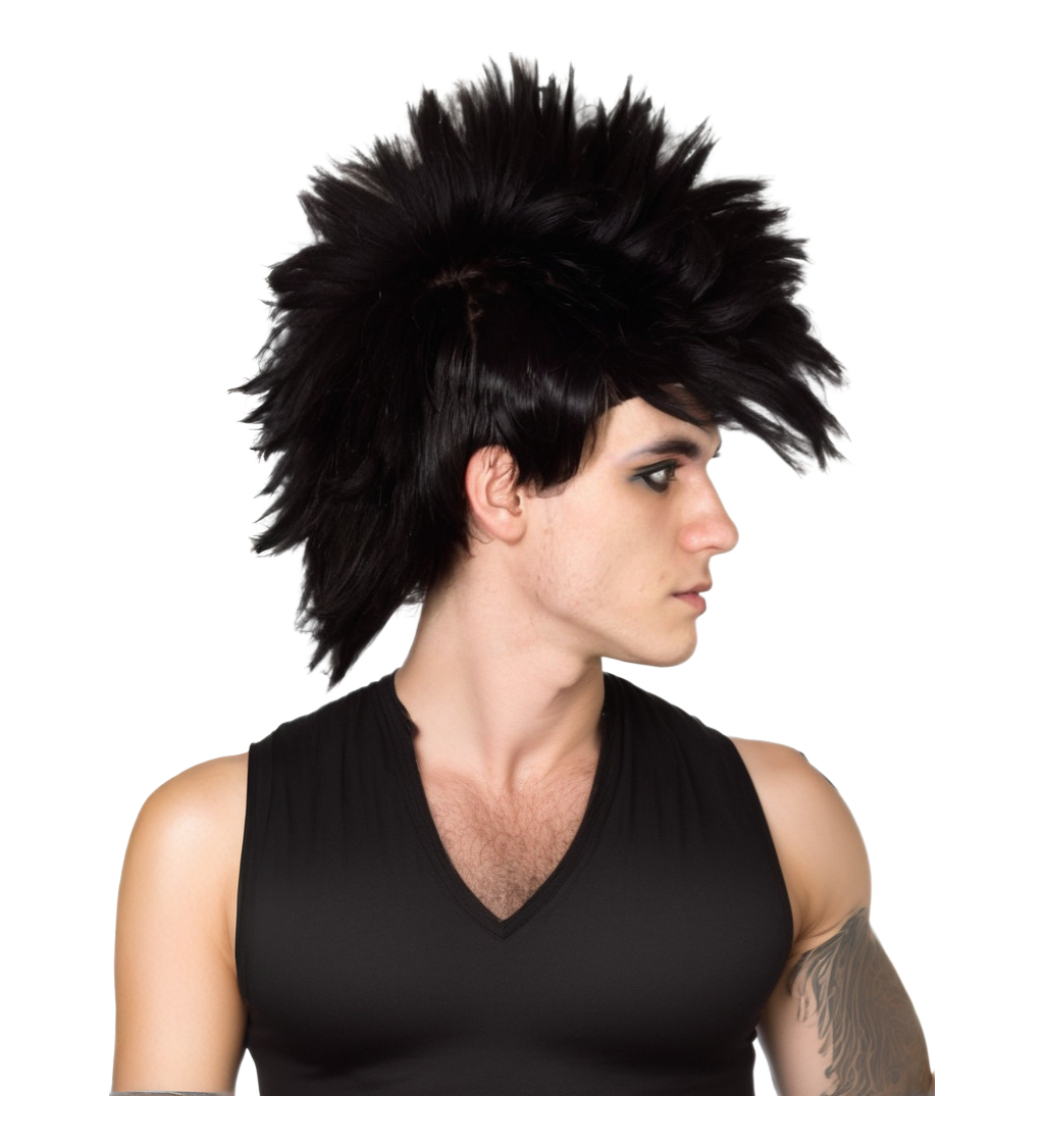 Pánská paruka – černé punk číro