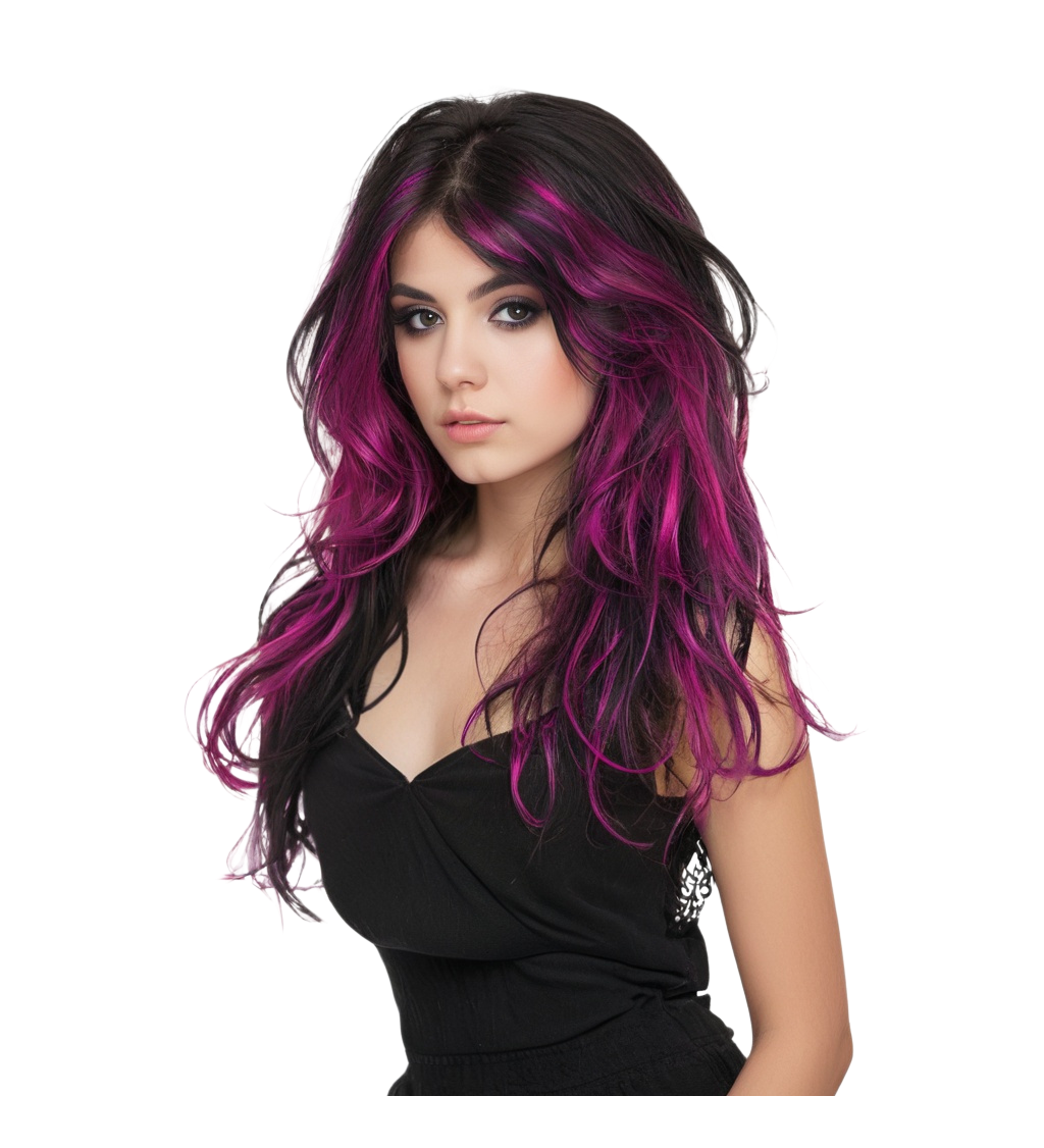 Dámská paruka s růžovým melírem