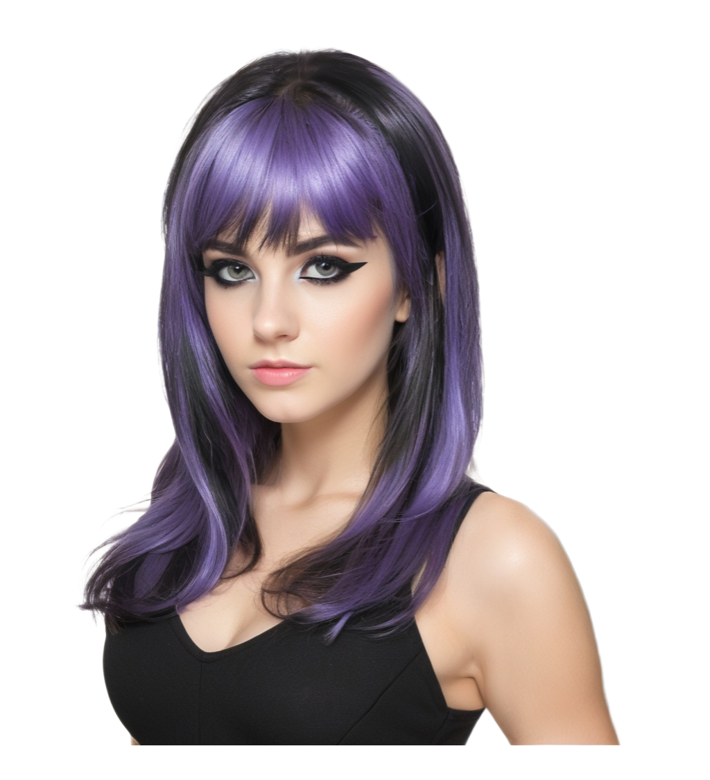 Paruka s výrazným fialovým melírem