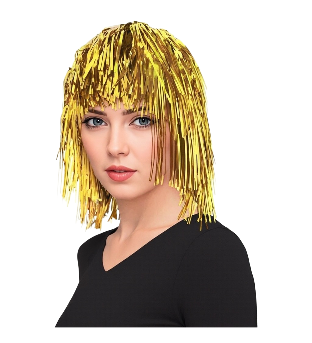 Metalicky zlatá dámská paruka