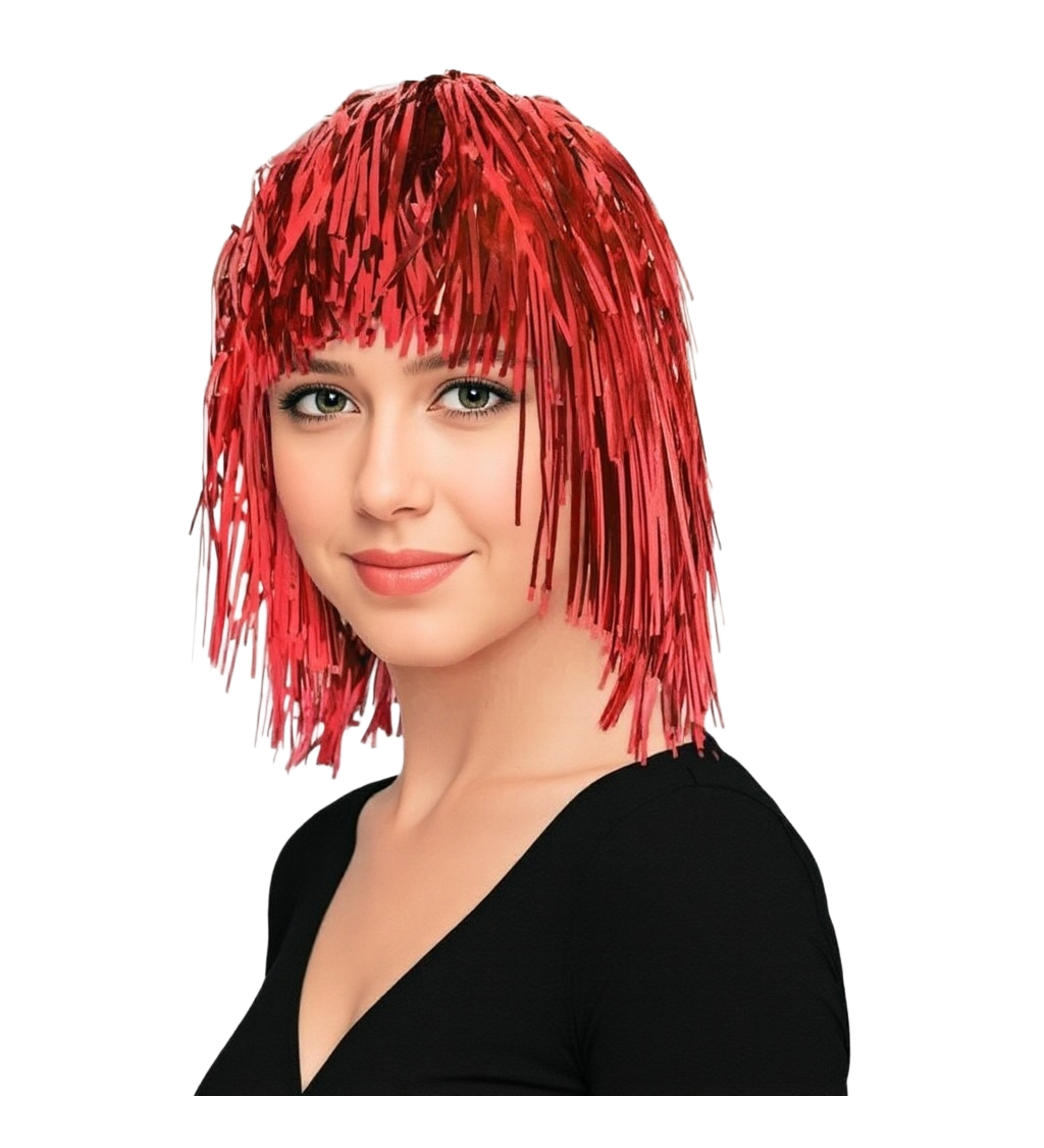 Metalicky červená dámská paruka