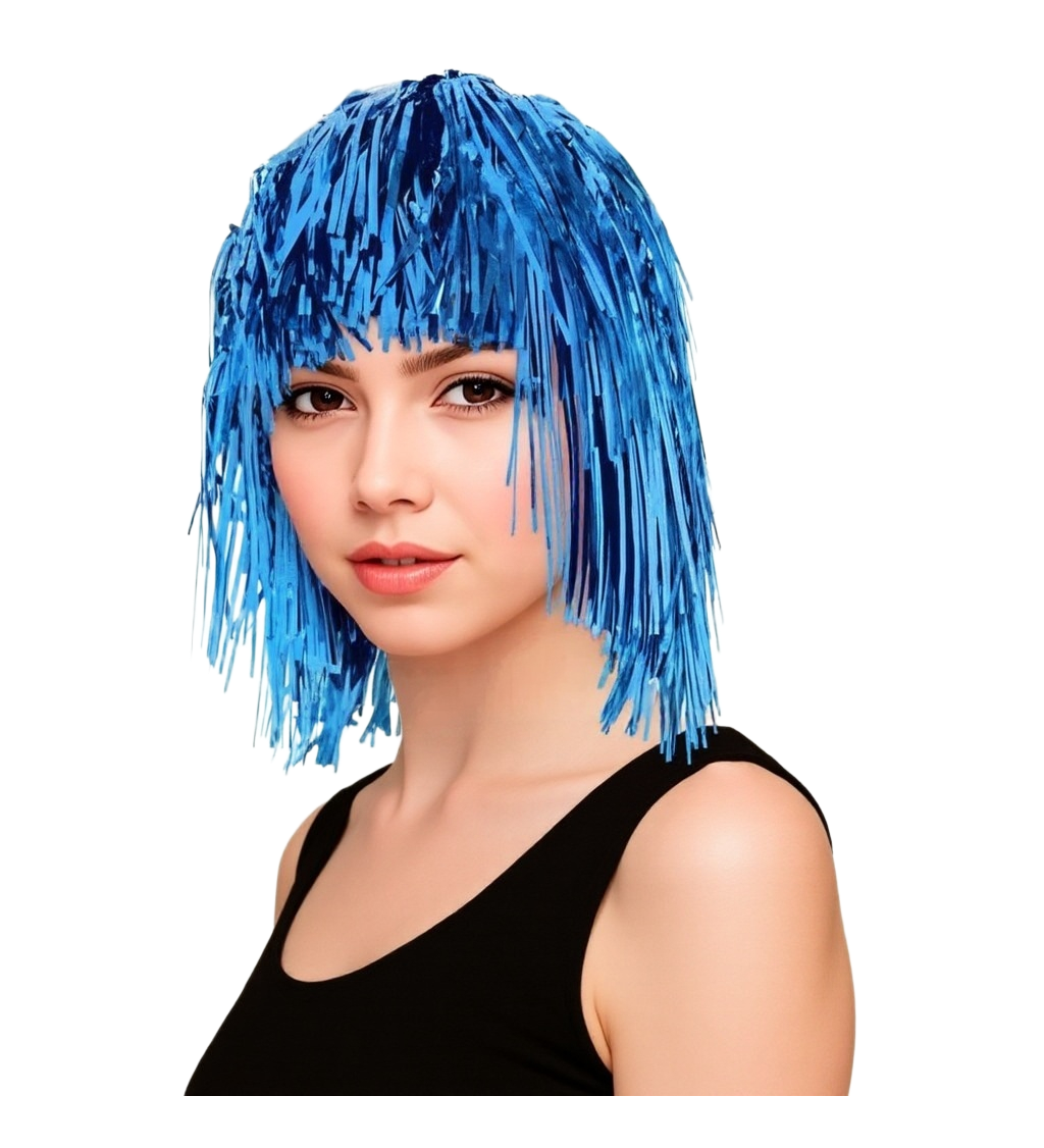Metalicky modrá dámská paruka