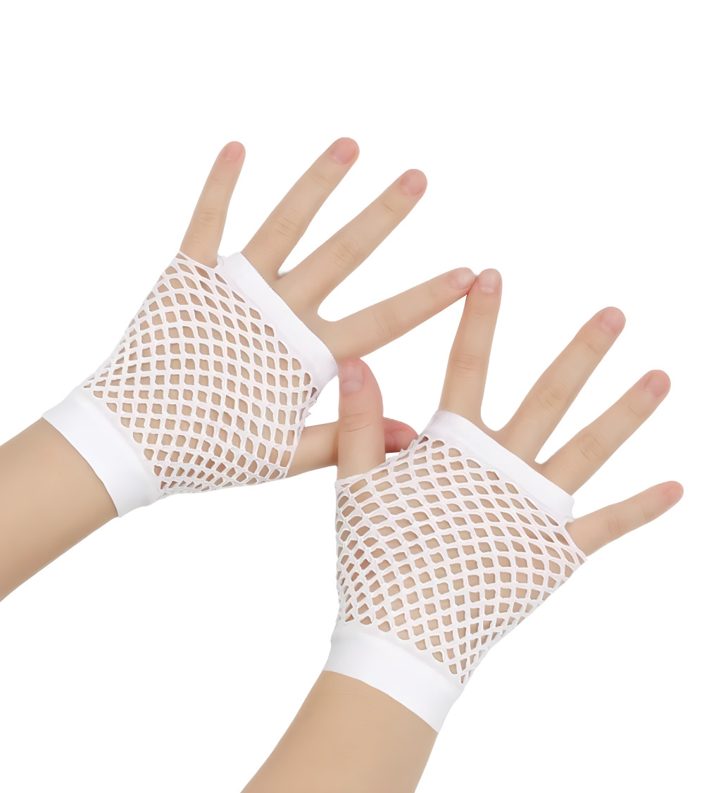 Krátké bílé síťované rukavice