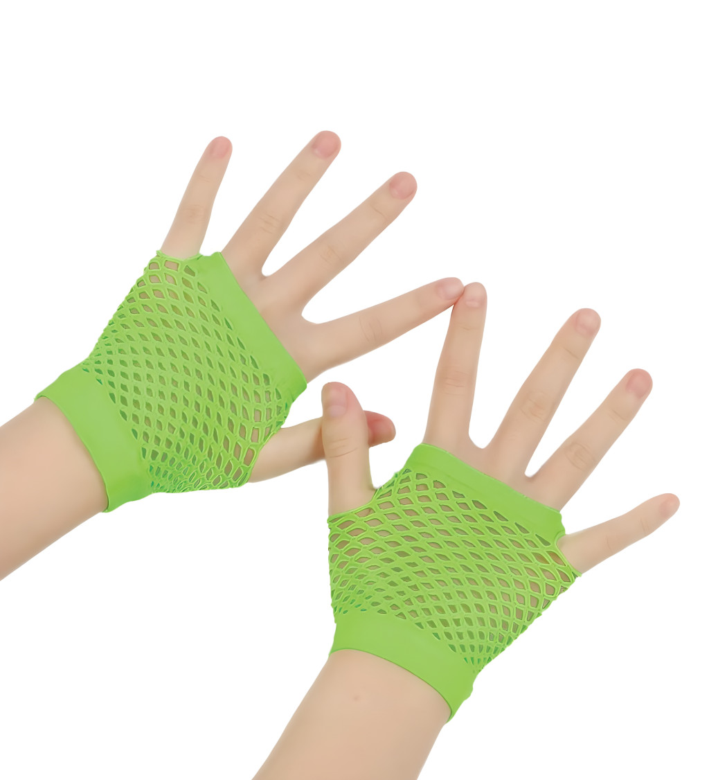 Krátké zelené síťované rukavice
