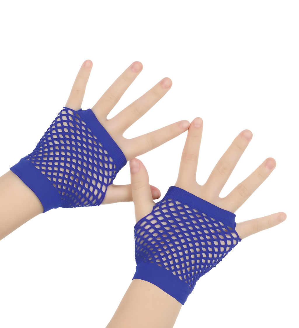 Krátké modré síťované rukavice