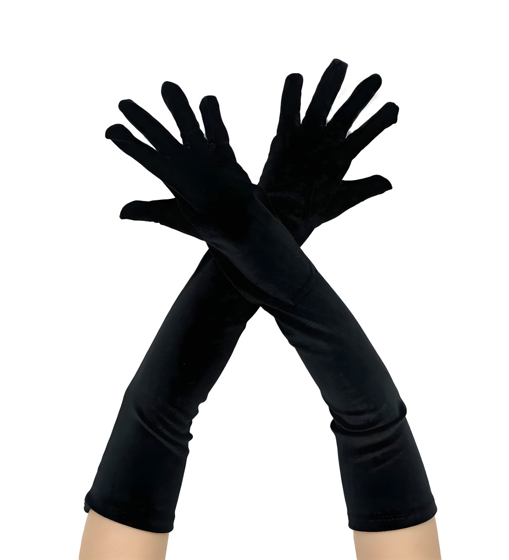 Černé dlouhé sametové rukavice
