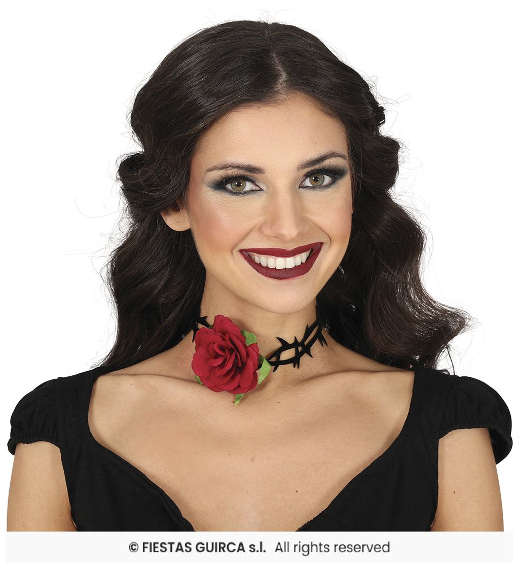 Choker náhrdelník - růže a ostny