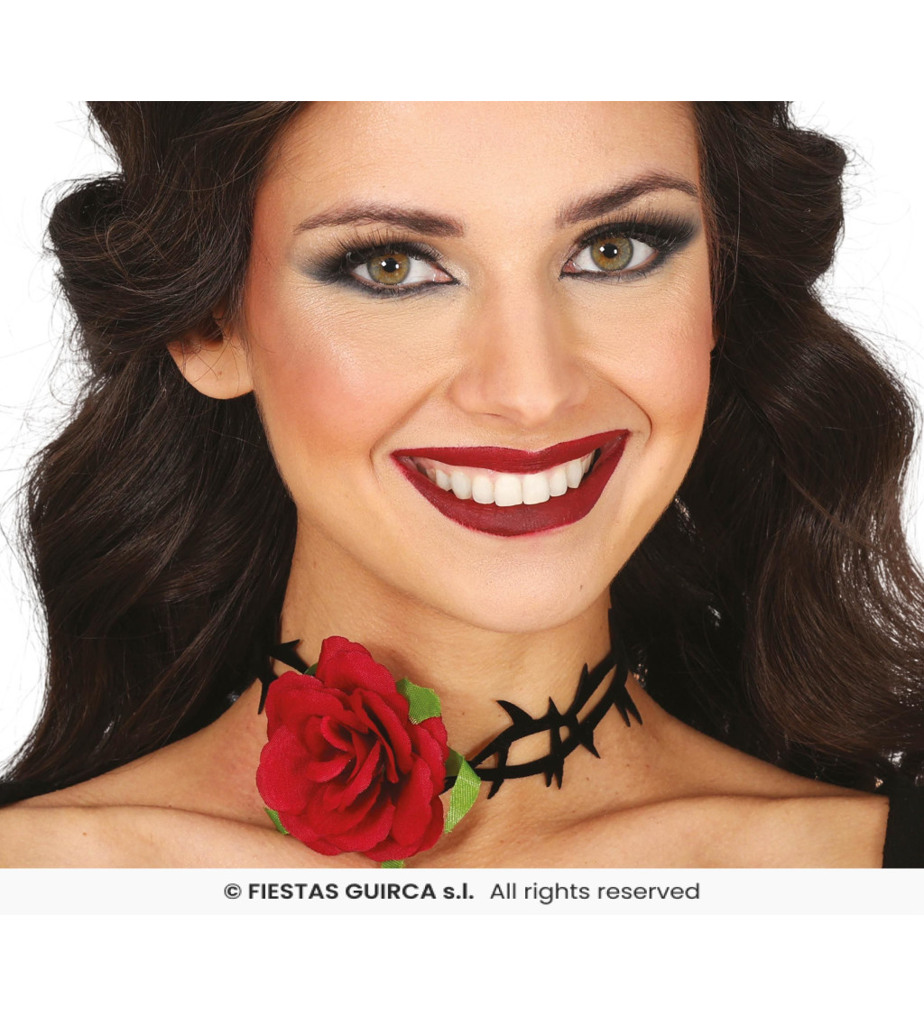 Choker náhrdelník - růže a ostny