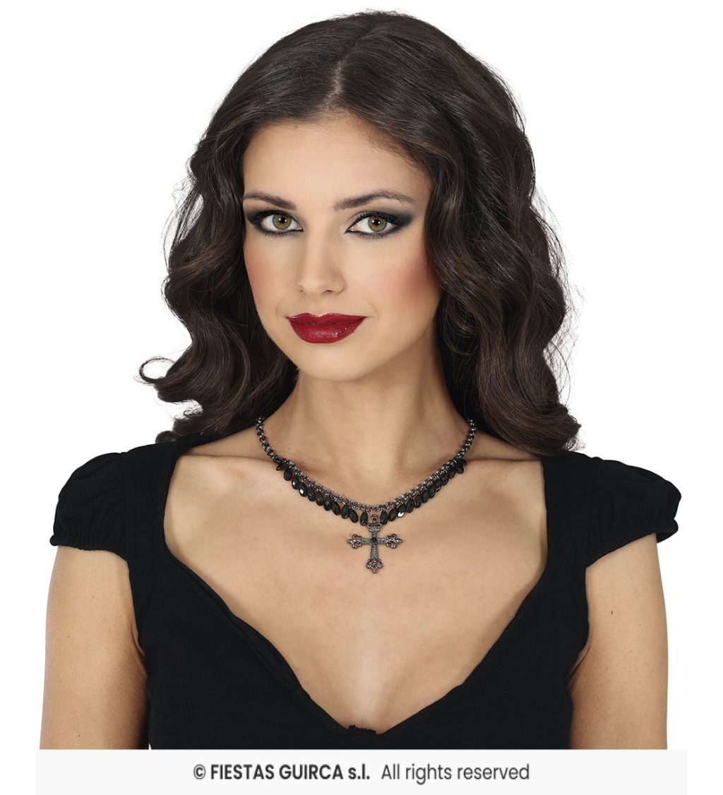 Náhrdelník - kříž a kamínky