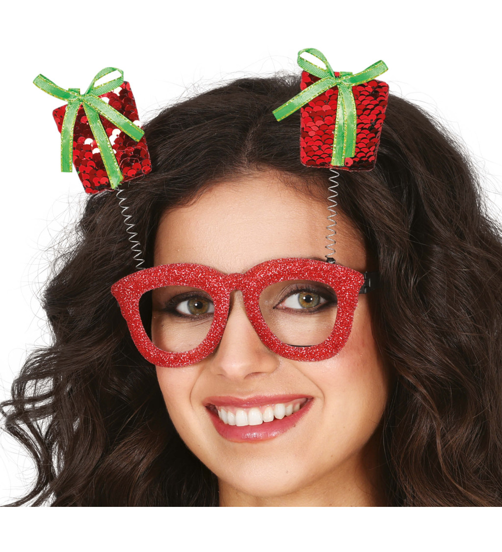 Brýle s motivem vánočních dárků