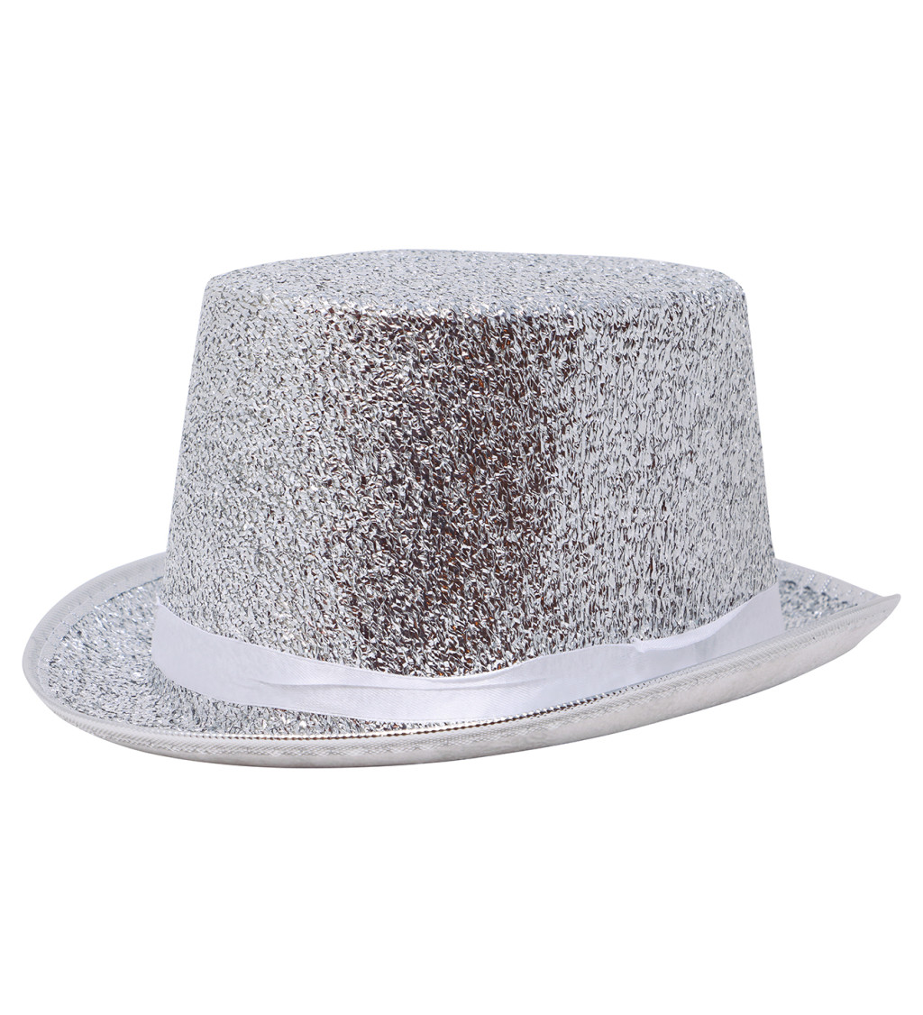 Stylový stříbrný cylindr na párty